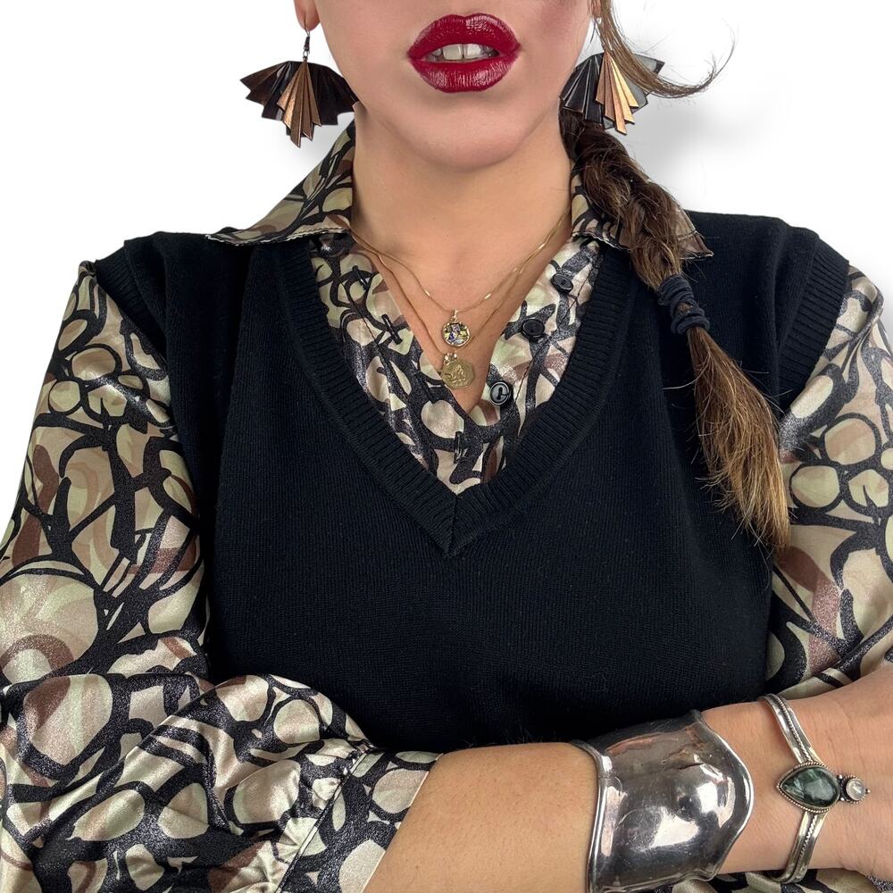 90's shimmering trippy sweater vest blouse by ONCE AGAIN